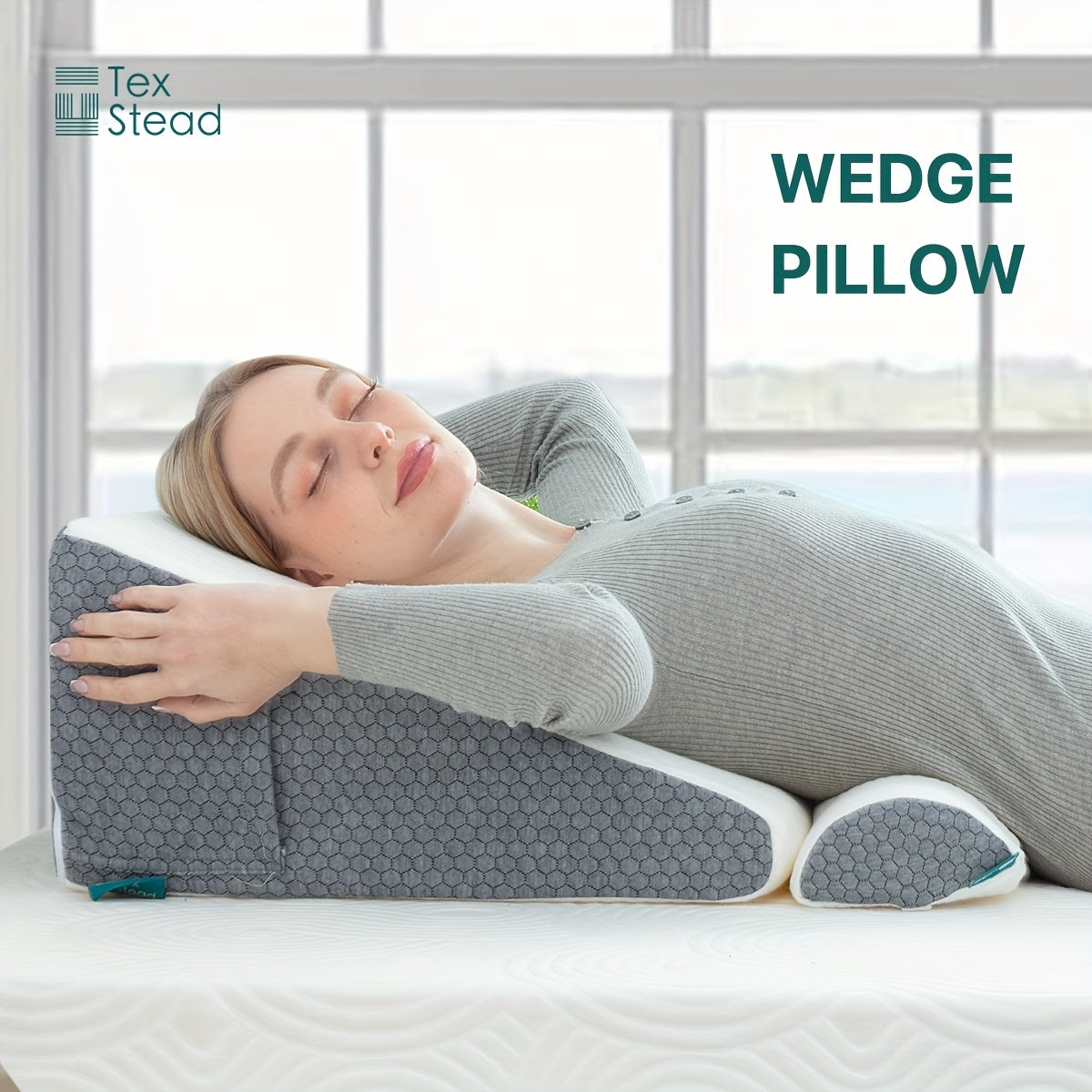 Coussin en coin pour dormeurs latéraux – Support triangulaire pour le cou, coussin de grossesse, élévation de lit, confort doux