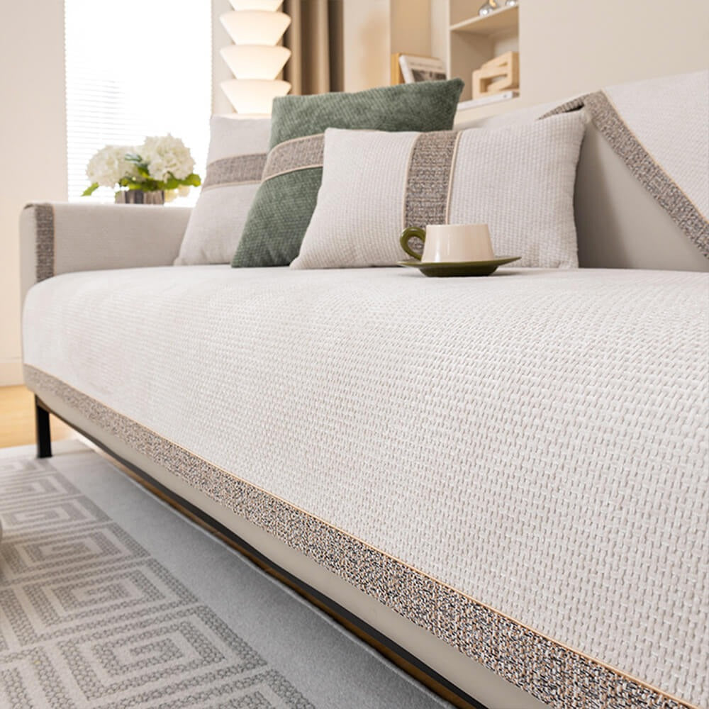 All - Season Chenille Sofa Cover Featuring Anti - Slip Backing