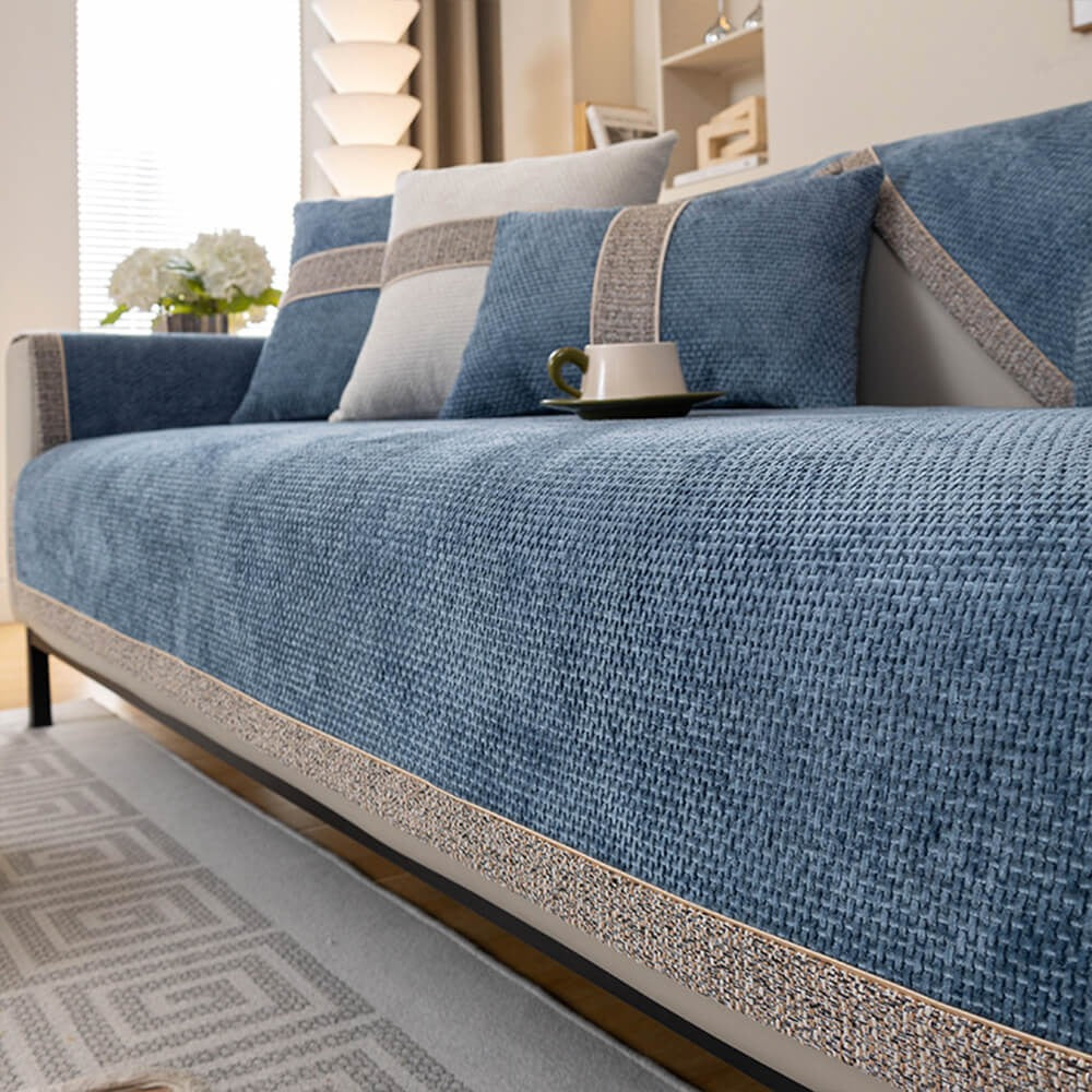 All - Season Chenille Sofa Cover Featuring Anti - Slip Backing