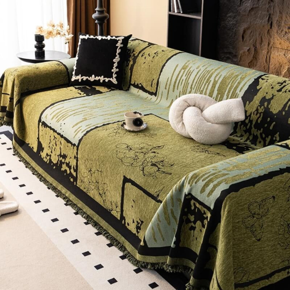 Vintage-Sofaschutzdecke aus Chenille – kratzfest