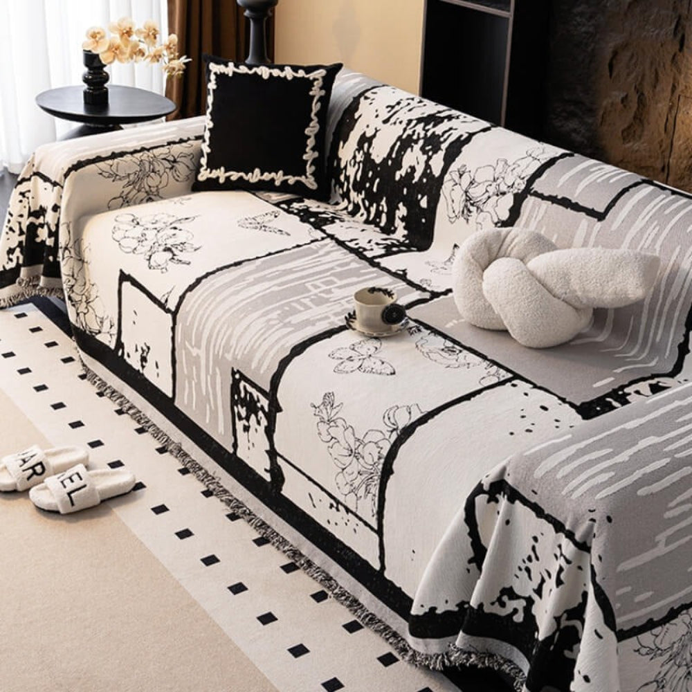 Vintage-Sofaschutzdecke aus Chenille – kratzfest