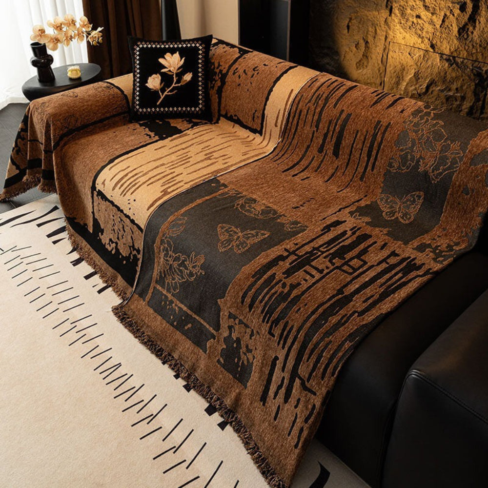Vintage-Sofaschutzdecke aus Chenille – kratzfest