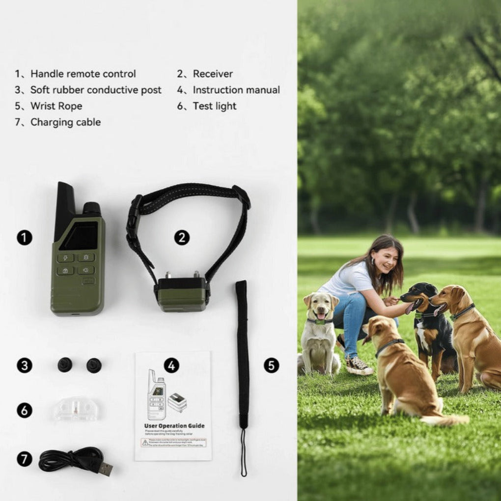 Fernbedienbares Hundetrainingshalsband mit einer Reichweite von 300m