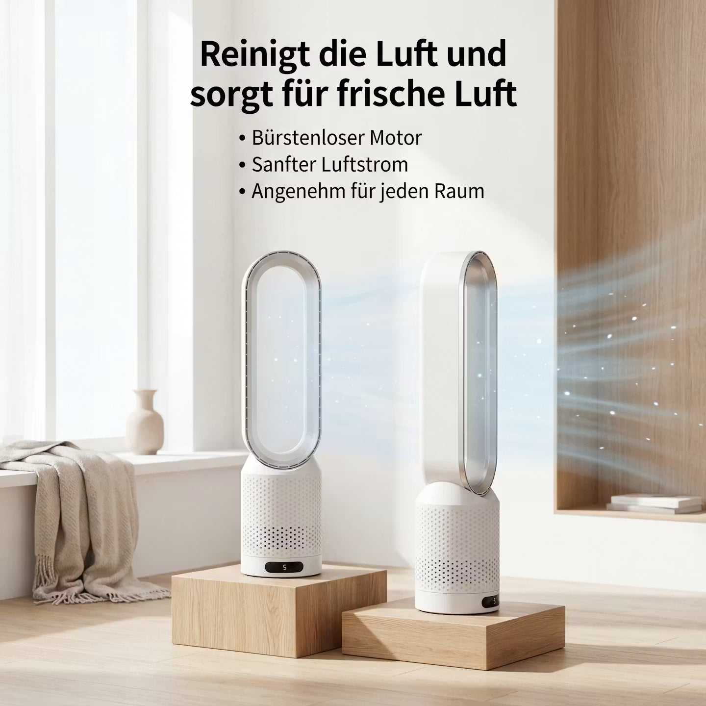 2-in-1 verwarmings- en koeltorenventilator - bladloze ventilator voor het binnenklimaat