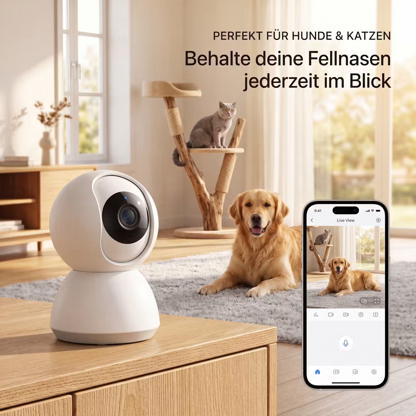 Slimme wifi-huisdiercamera - nachtzicht, bewegingsdetectie en bediening via app