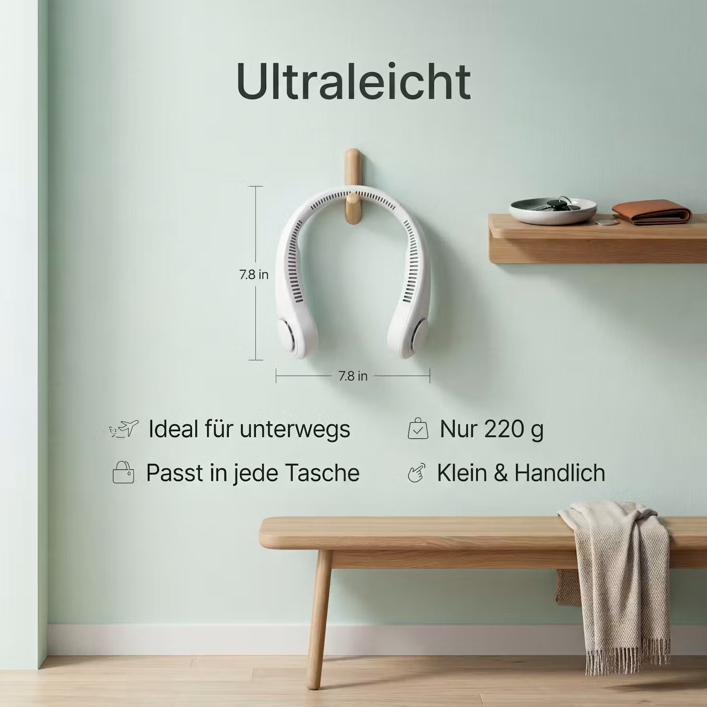 Oplaadbare draagbare neksventilator - handsfree draagbare verkoelingsventilator
