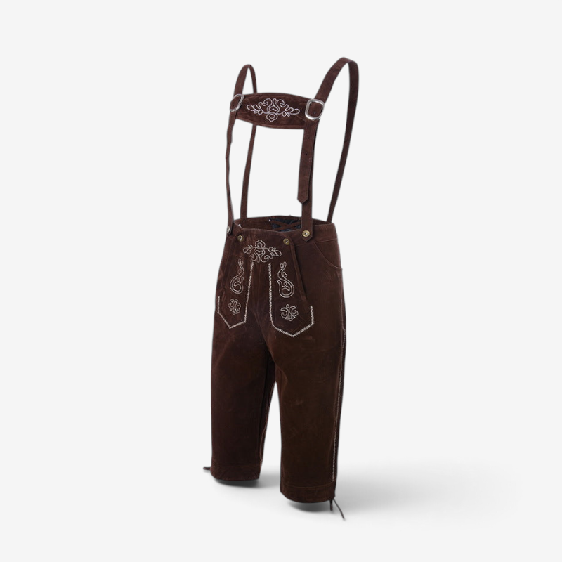 Pantalon en cuir suédé pour homme avec broderies