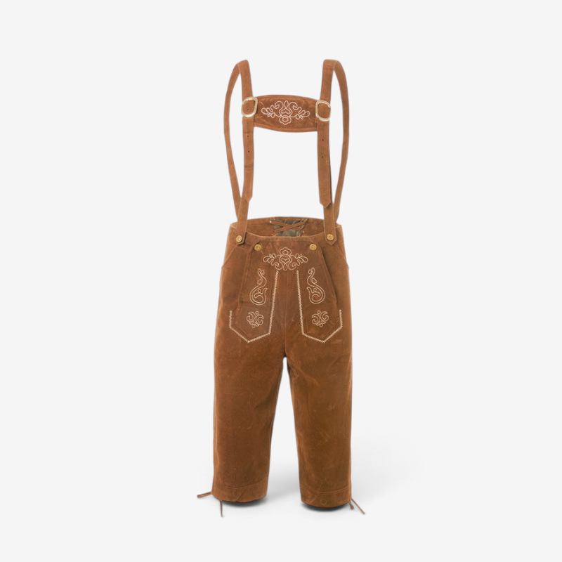 Pantalon en cuir suédé pour homme avec broderies