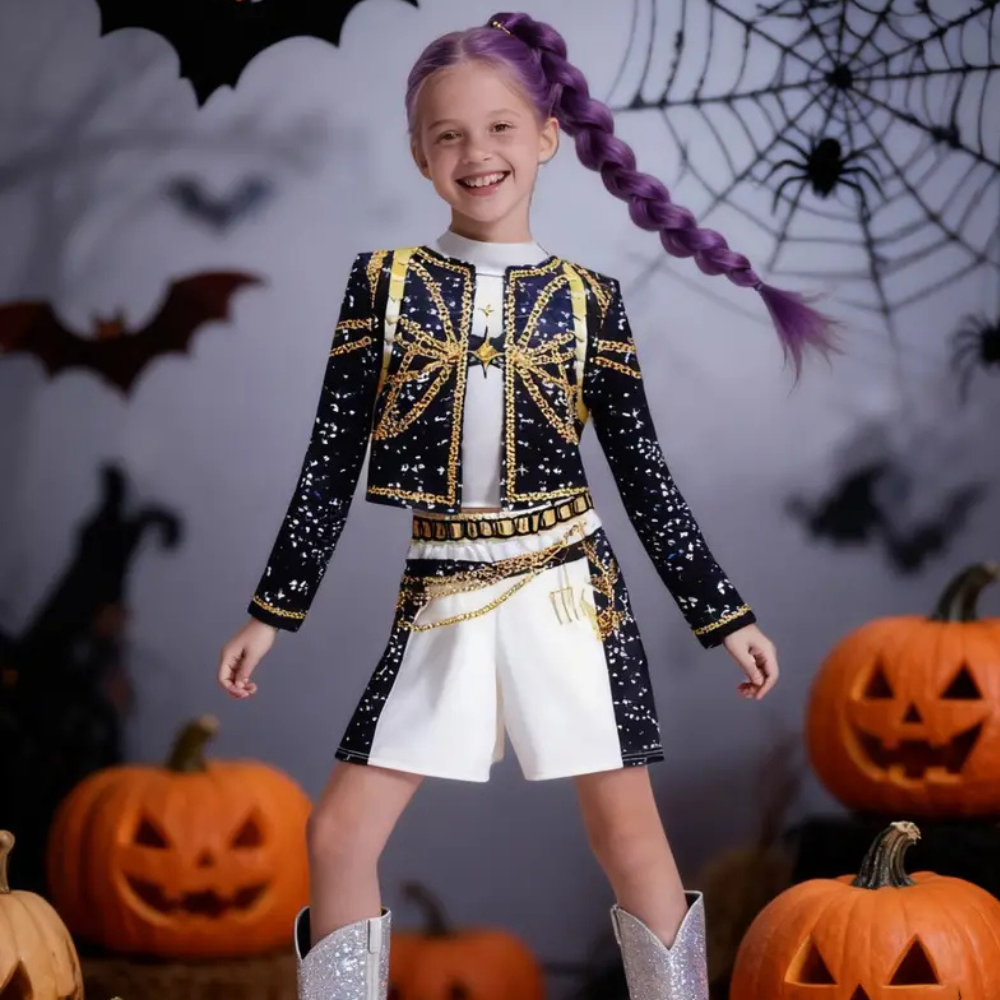 Kids' K-Pop Dance Costume with Jacket, Skirt and Belt