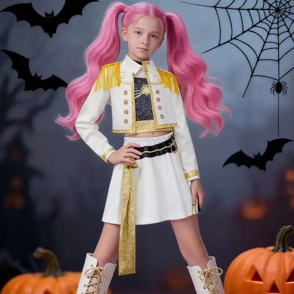 Kids' K-Pop Dance Costume with Jacket, Skirt and Belt