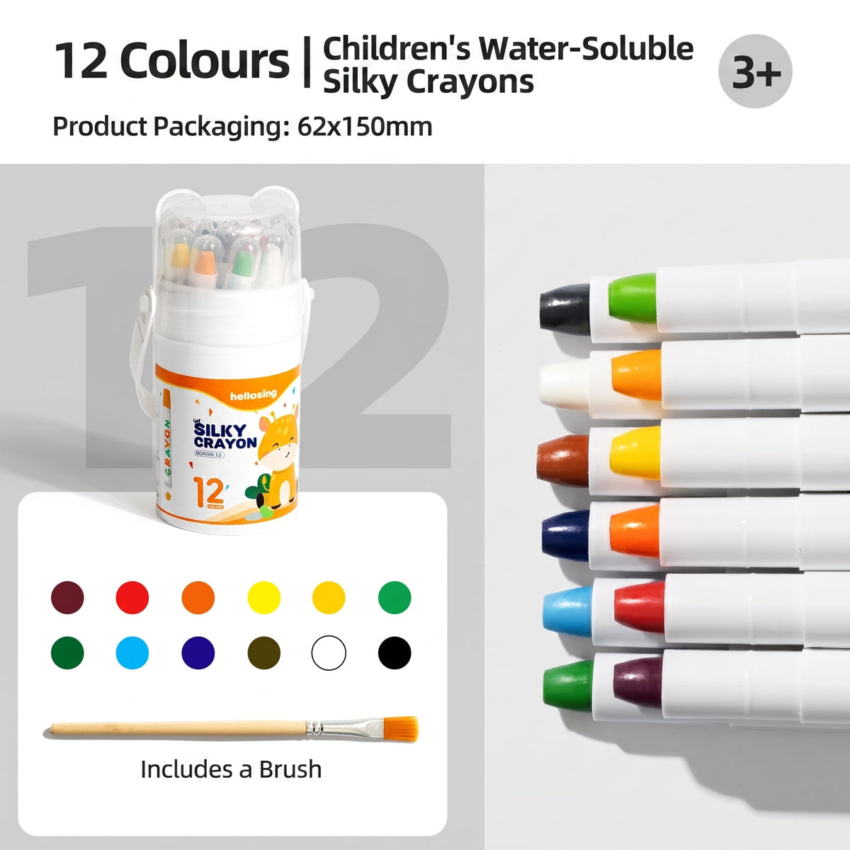 Kids' Washable Twist-Up Crayons with Storage Bucket