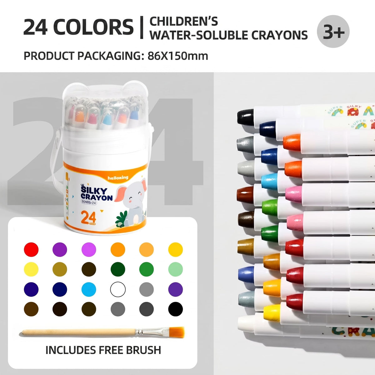 Kids' Washable Twist-Up Crayons with Storage Bucket