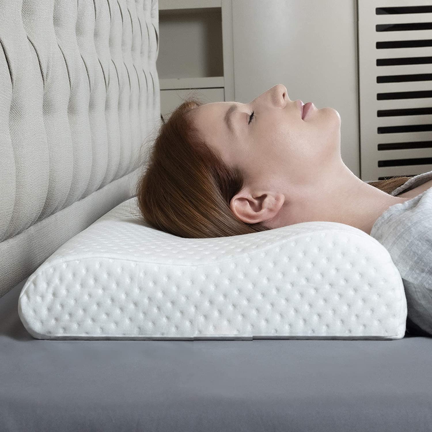 Oreiller en mousse à mémoire de forme de luxe pour le sommeil, soutien du cou et confort nuageux