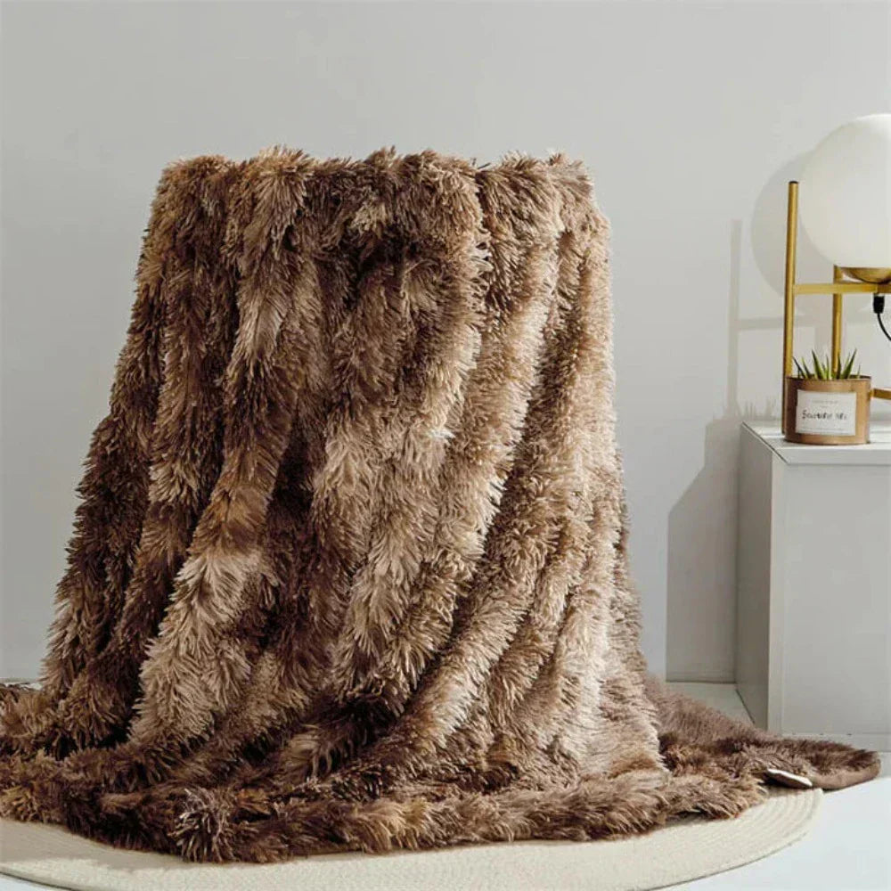 Plaid en fausse fourrure duveteuse confortable pour décoration intérieure et chaleur