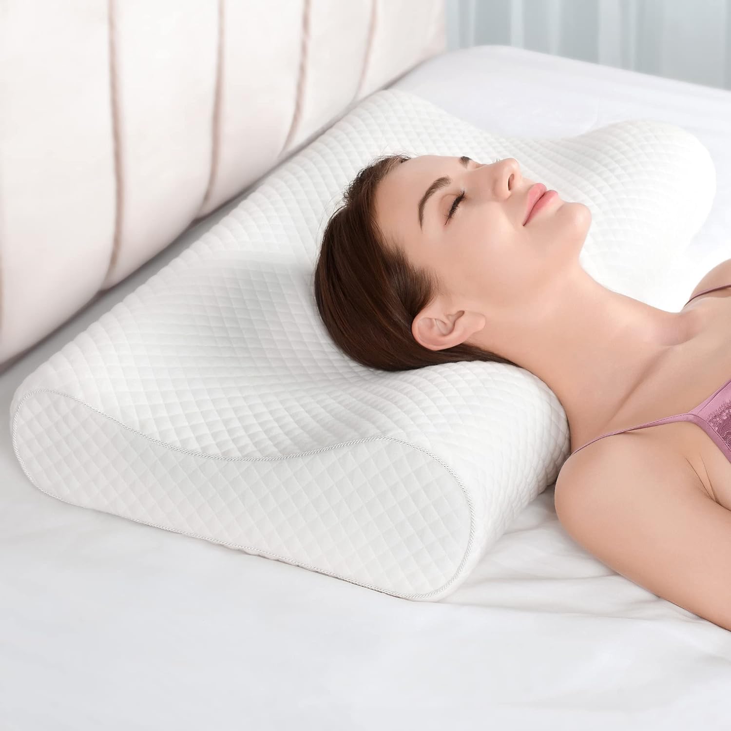 Oreiller en mousse à mémoire de forme de luxe pour le sommeil, soutien du cou et confort nuageux