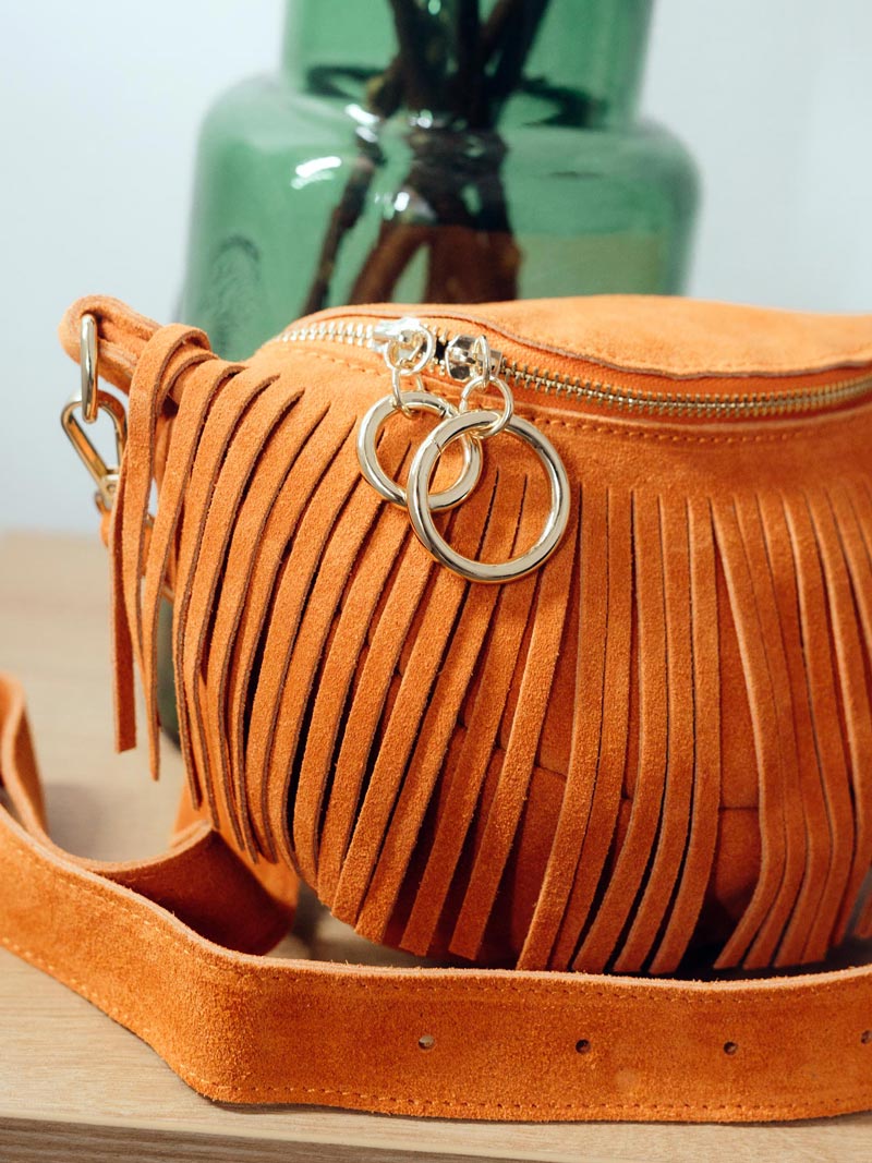 Sac bandoulière en daim à franges