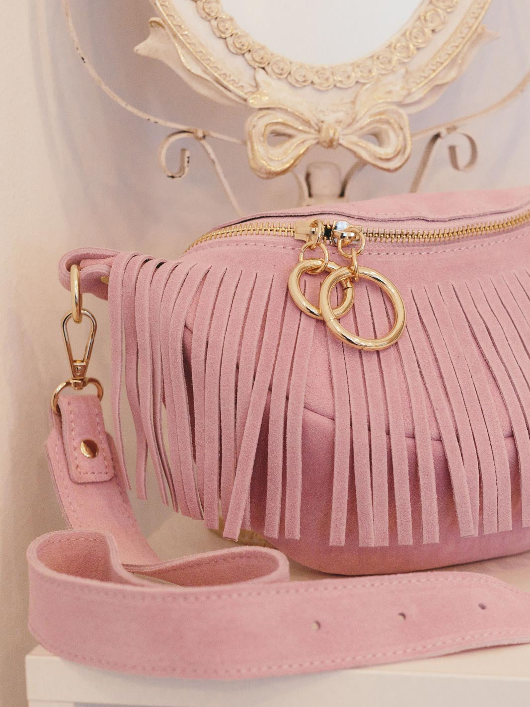 Sac bandoulière en daim à franges