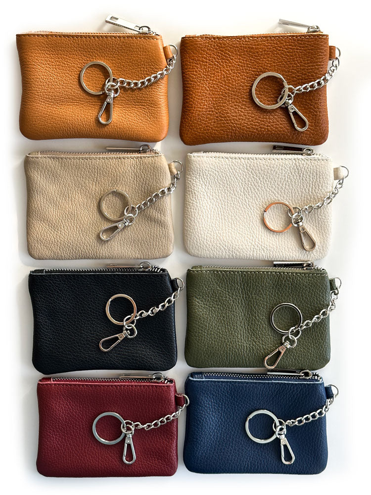 Porte-clés mini portefeuille en cuir