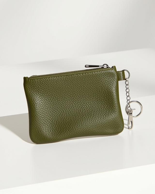 Porte-clés mini portefeuille en cuir