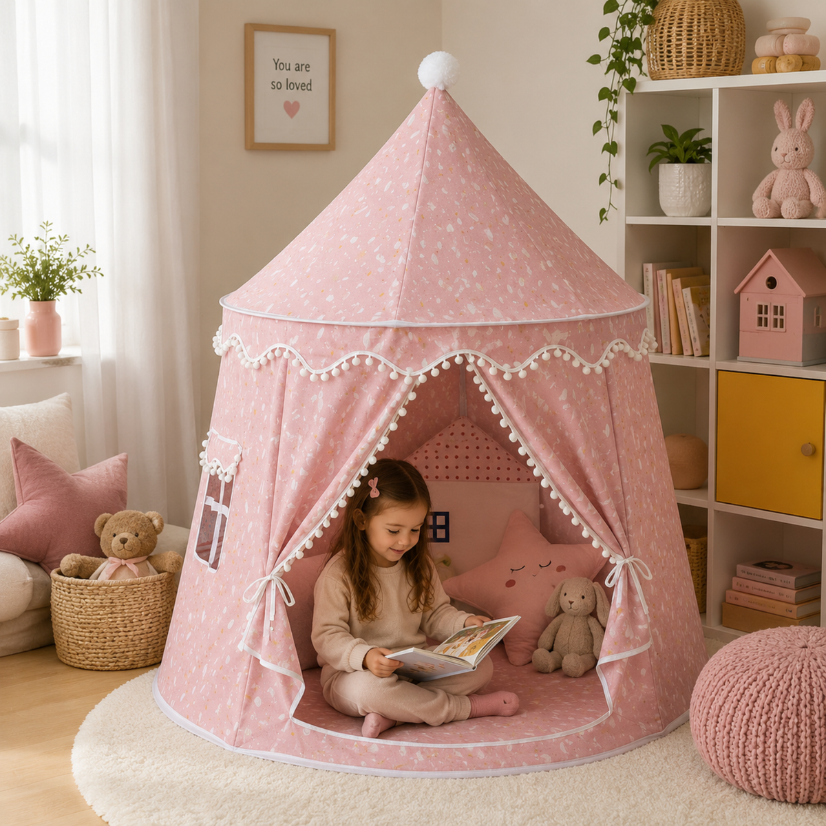 Kids' Indoor Princess Teepee Play Tent, 110 × 125 cm