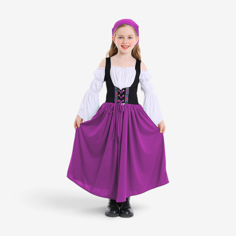 Costume de style médiéval pour filles avec corset