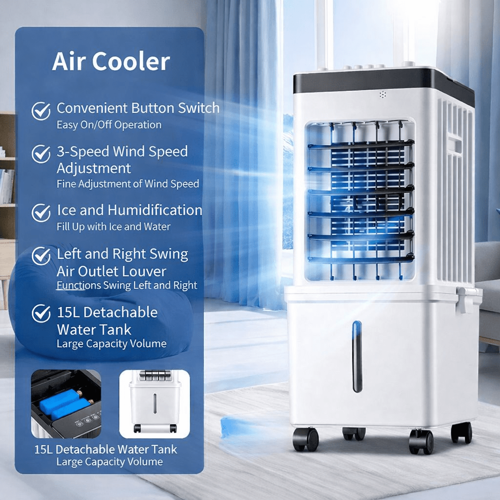 NOVACOOL | 3-in-1 Mobile Air Cooler, Fan & Humidifier