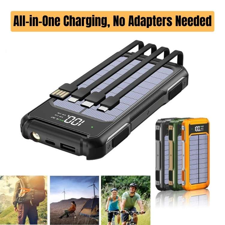 200,000mAh Solar Power Bank – PowerFlex Portable Outdoor Charger