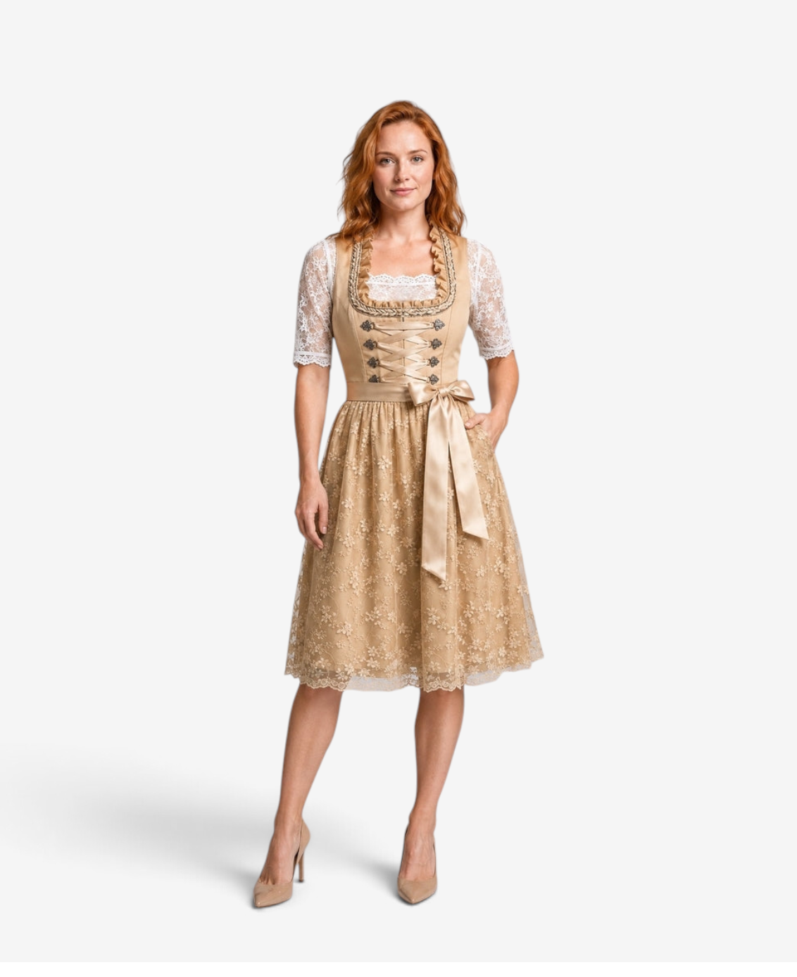 Dirndlkleid für Damen im traditionellen Stil mit geschnürtem Mieder