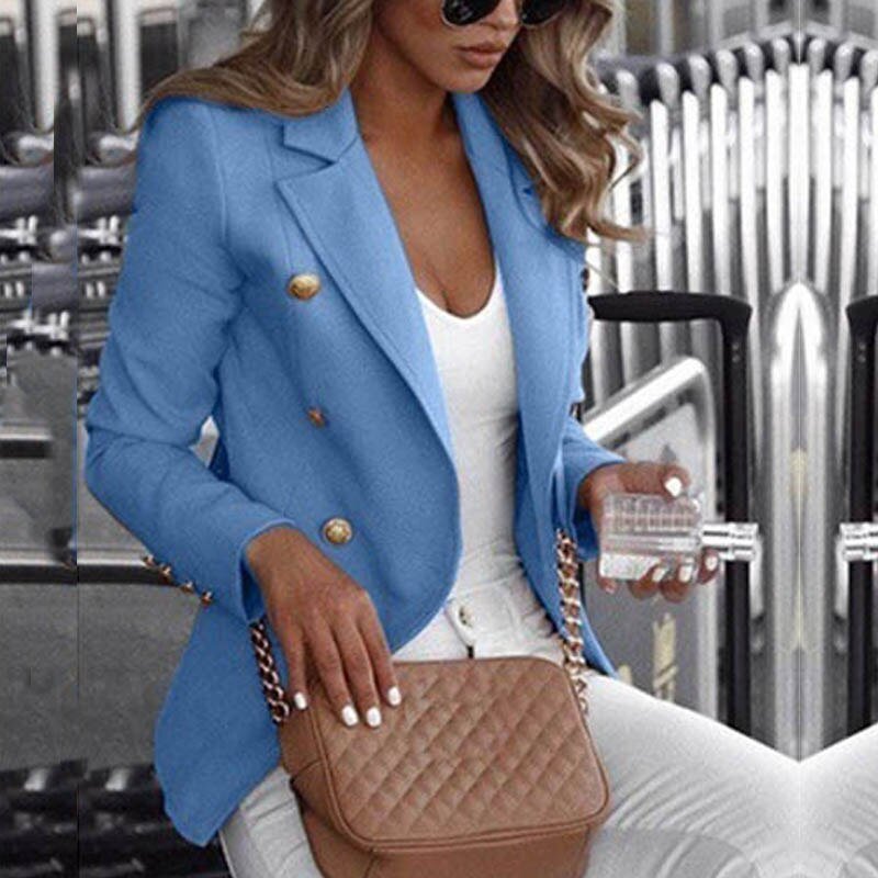 Blazer tendance à manches longues avec boutons dorés