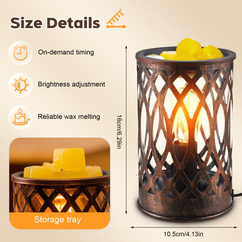 Wax Melt Warmer with Timer, Adjustable Brightness Aroma Lamp, Vintage Design Essential Oil Burner for Home Decor & Gifts