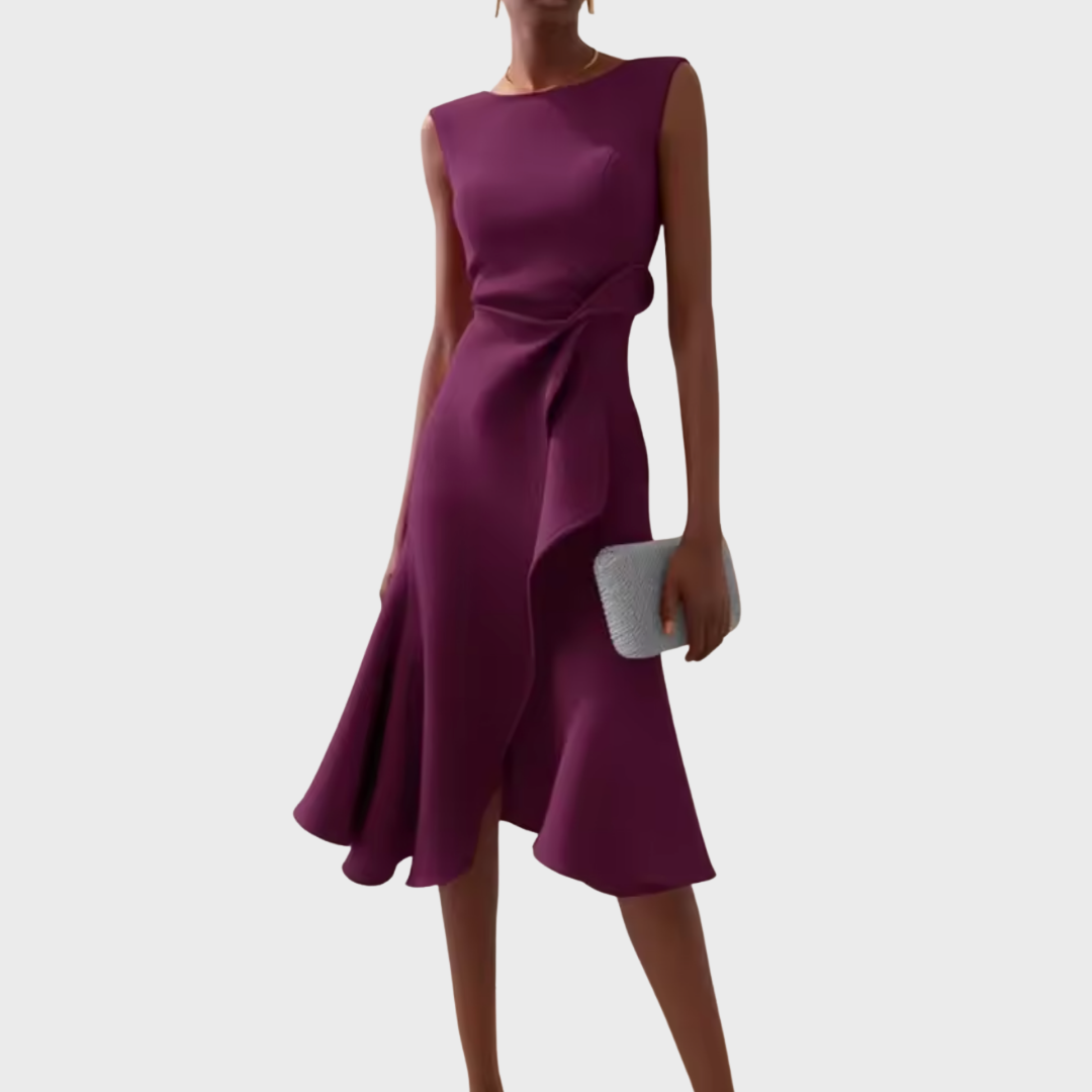 Sheila™ | Draped Asymmetric Midi Gown