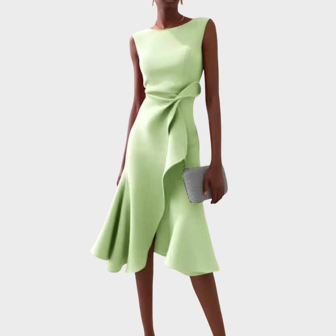 Sheila™ | Draped Asymmetric Midi Gown