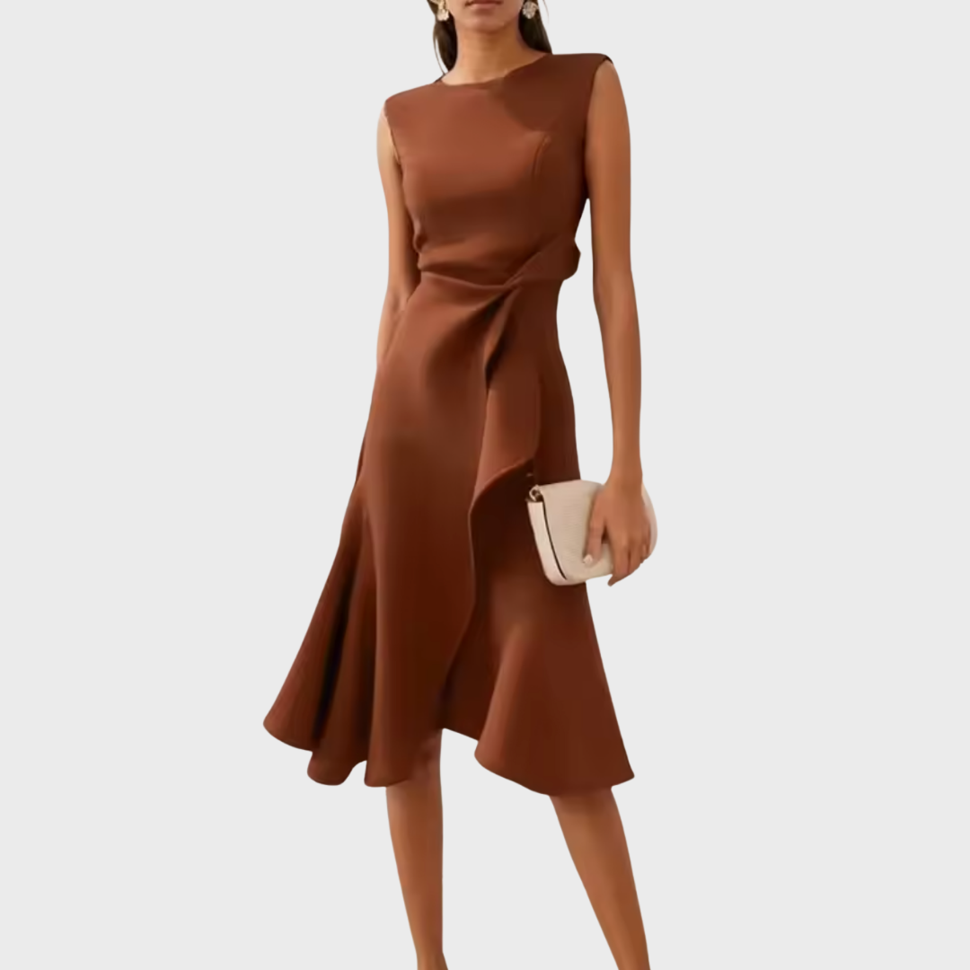 Sheila™ | Draped Asymmetric Midi Gown