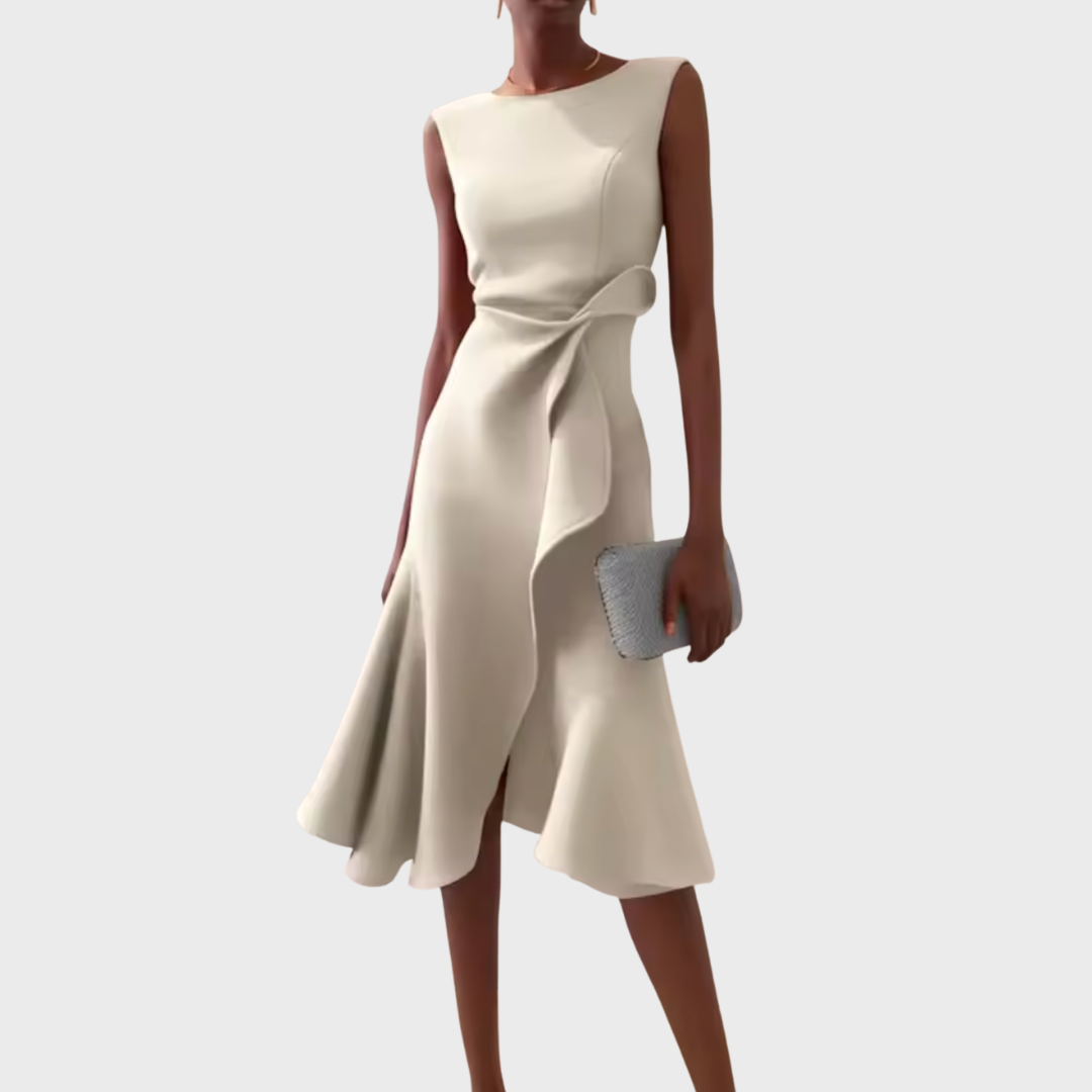 Sheila™ | Draped Asymmetric Midi Gown