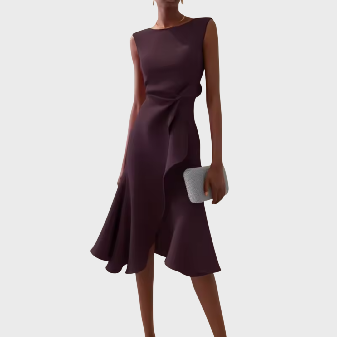 Sheila™ | Draped Asymmetric Midi Gown