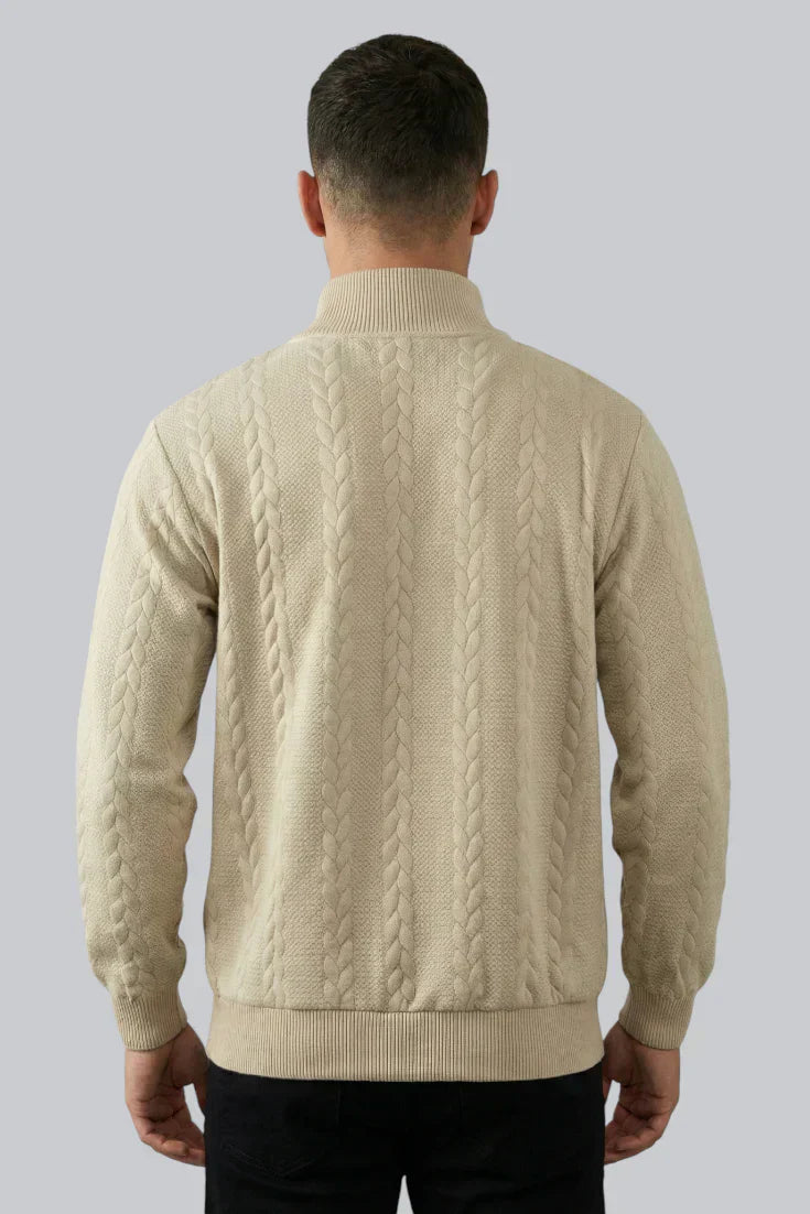 Men’s Knitted Jumper featuring Zip Closure and Long Sleeves