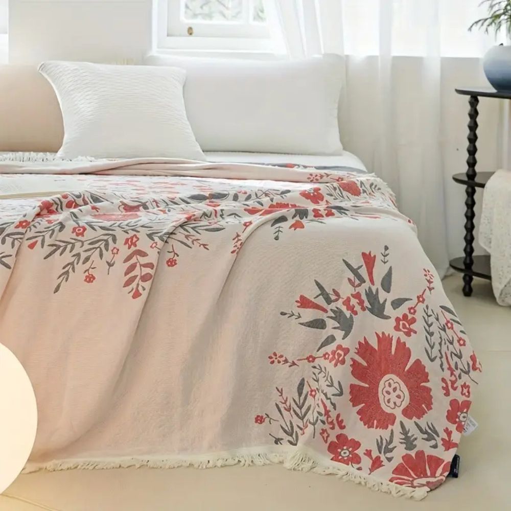 Reversible Floral Throw Blanket - Versailles Style Cozy Decor