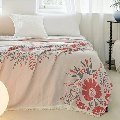 Reversible Floral Throw Blanket - Versailles Style Cozy Decor