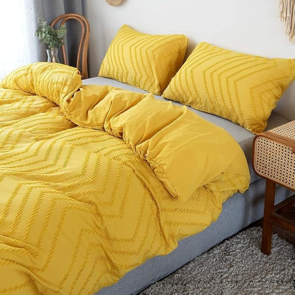 Chevron Pattern Plush Quilt Cover Set - 3 Piece Bedding Set