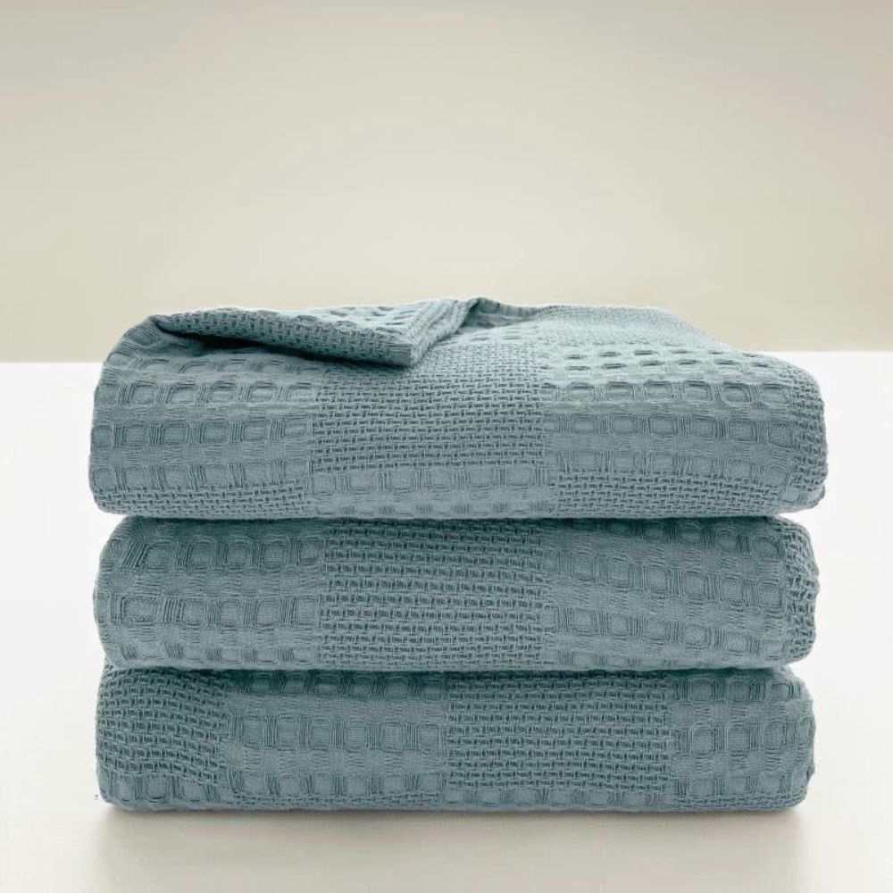 Cozy Blush Waffle Checkered Throw Blanket for Home Decor