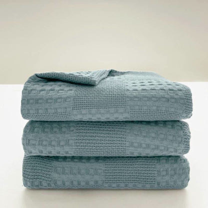 Cozy Blush Waffle Checkered Throw Blanket for Home Decor