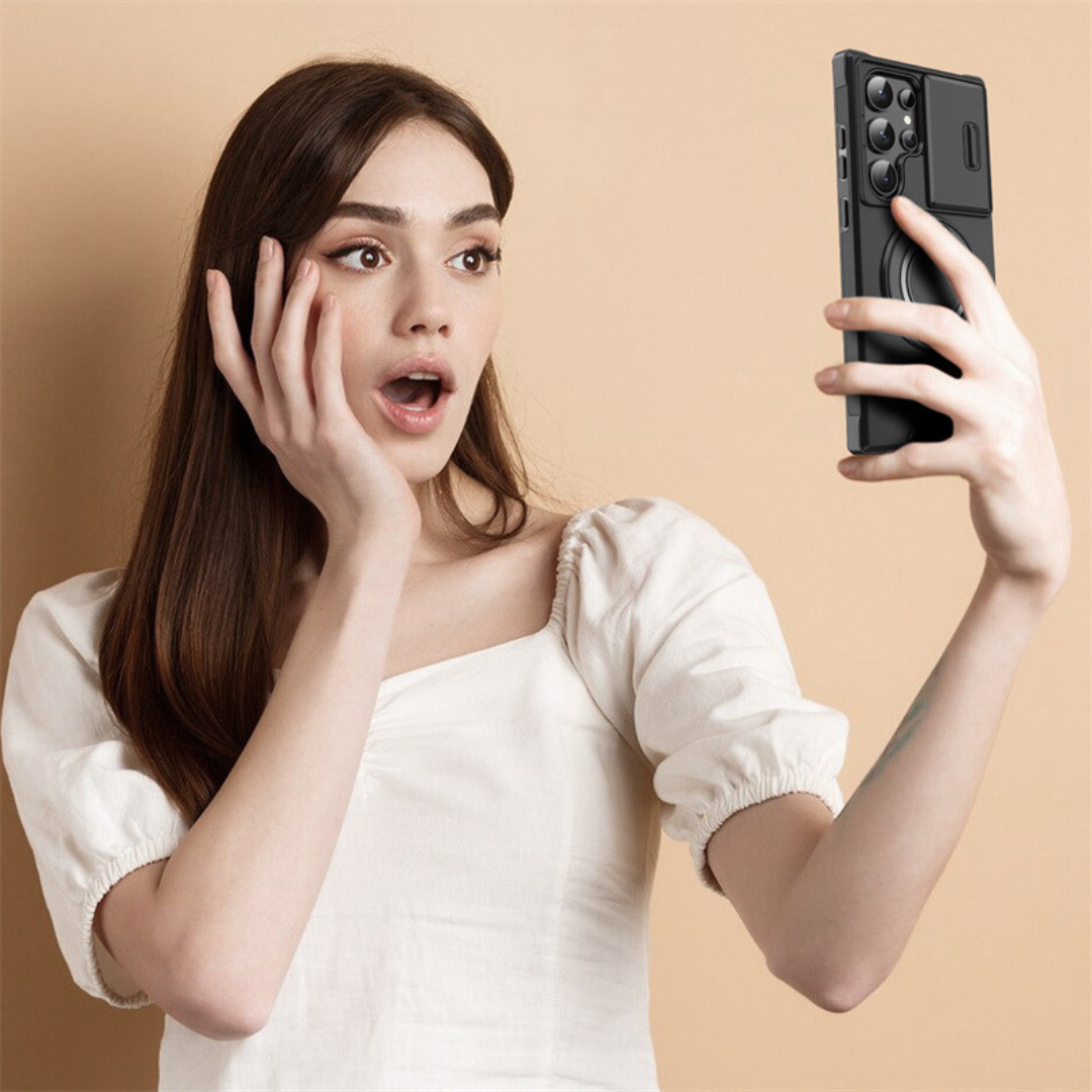 Magnetisch beschermhoesje voor telefoon - camerabescherming en ringstandaard