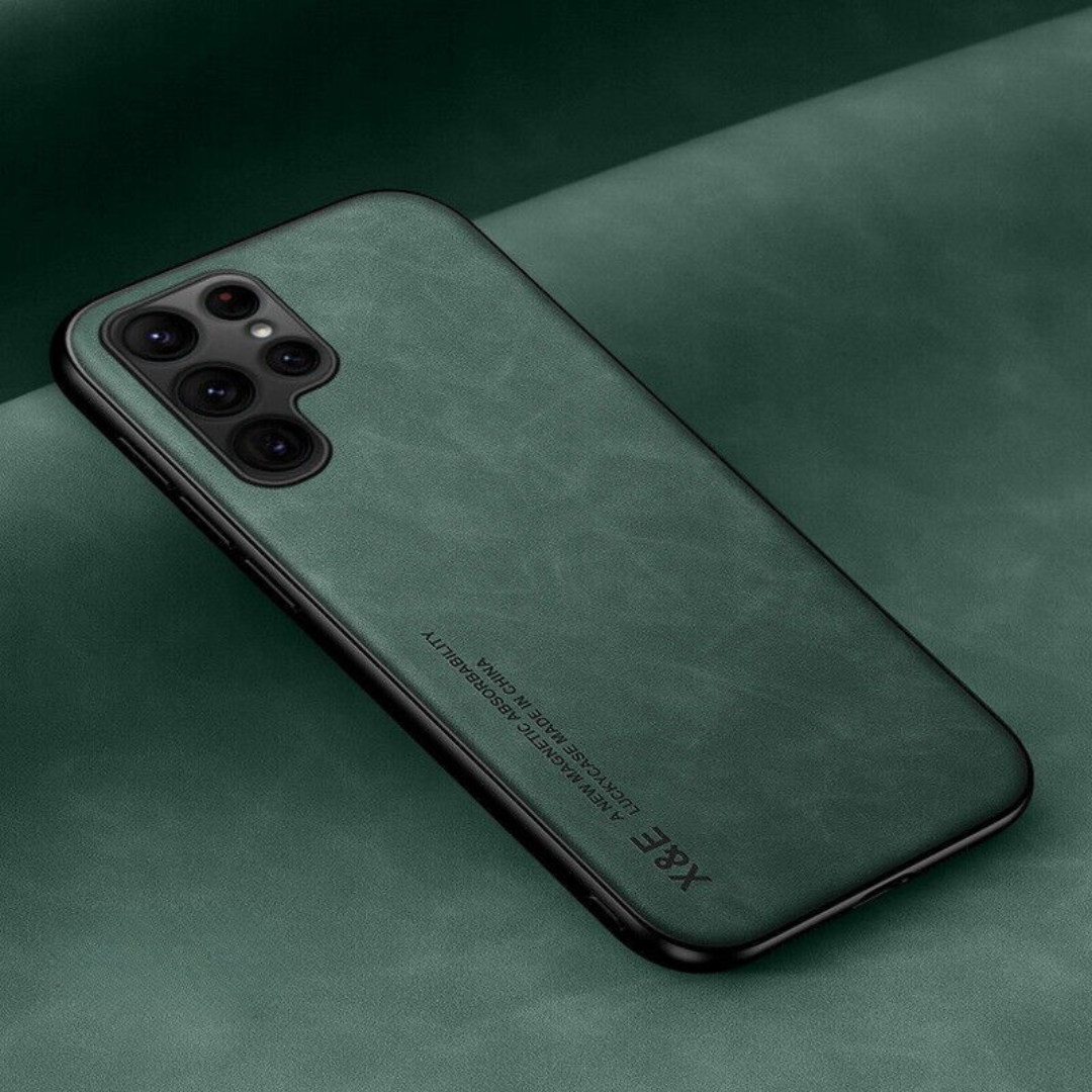 Slim Magnetic Phone Case - Faux Leather Cover Featuring Camera Guard