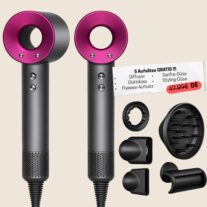 Kit 5-en-1 de sèche-cheveux et outil de coiffage – embouts pour sécher, lisser et donner du volume