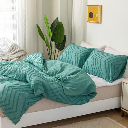 Chevron Pattern Plush Quilt Cover Set - 3 Piece Bedding Set
