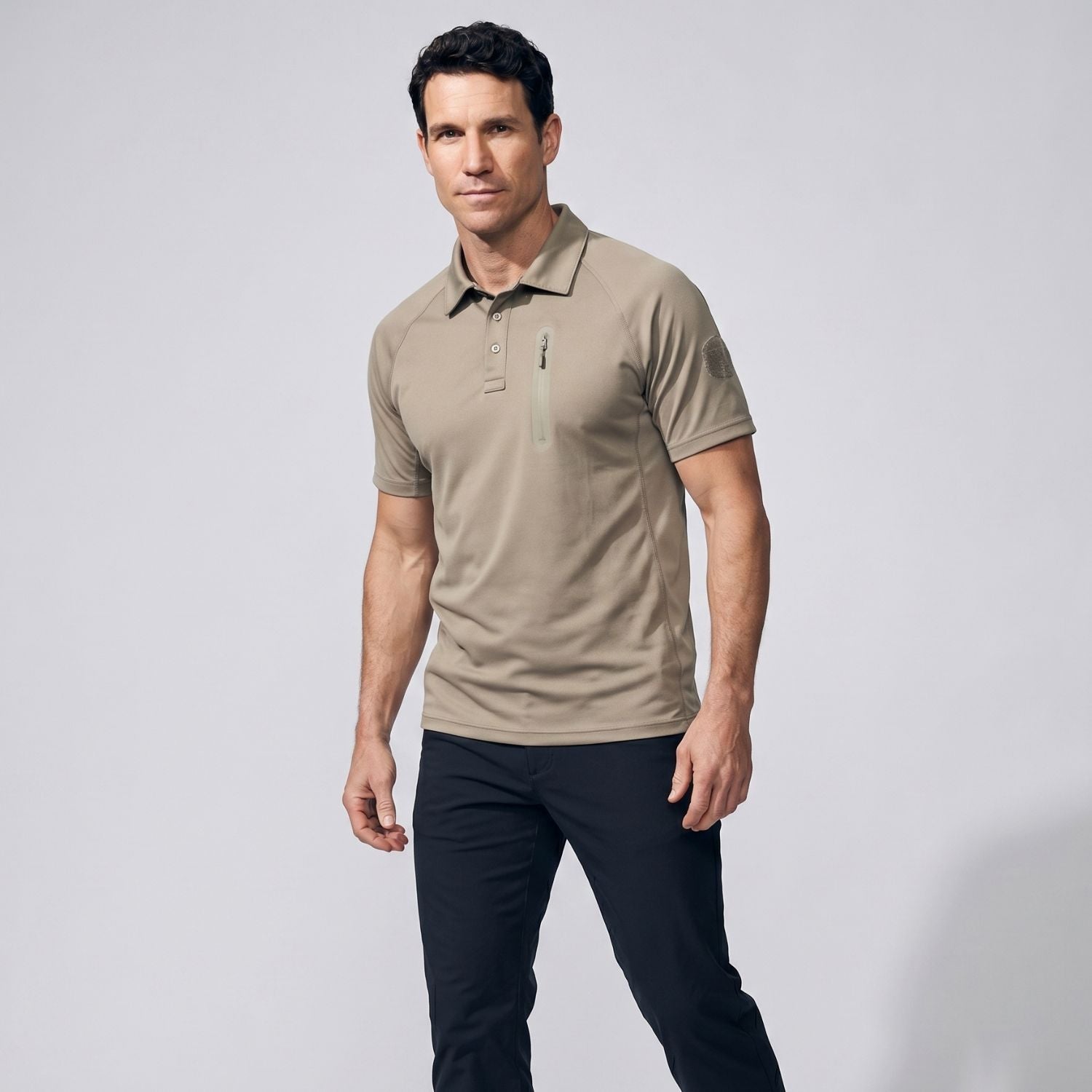 Men’s Quick-Dry Polo Shirt – Zip-Pocket Hiking & Outdoor Top