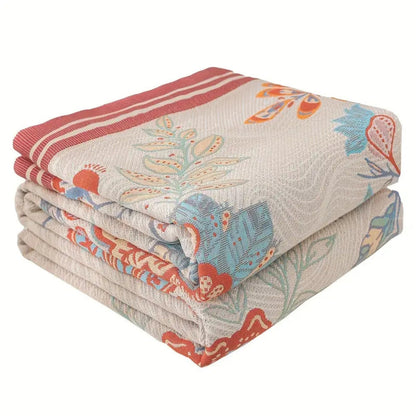 Reversible Cotton Throw Blanket - Vineyard Blossom Design for Cozy Living