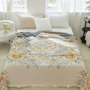 Reversible Floral Throw Blanket - Versailles Style Cozy Decor