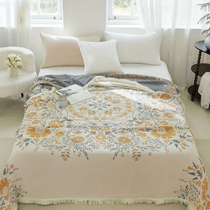 Reversible Floral Throw Blanket - Versailles Style Cozy Decor