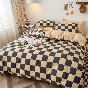 Chateau Checkered Bedding Set - 3 Piece Comforter & Pillowcase Set